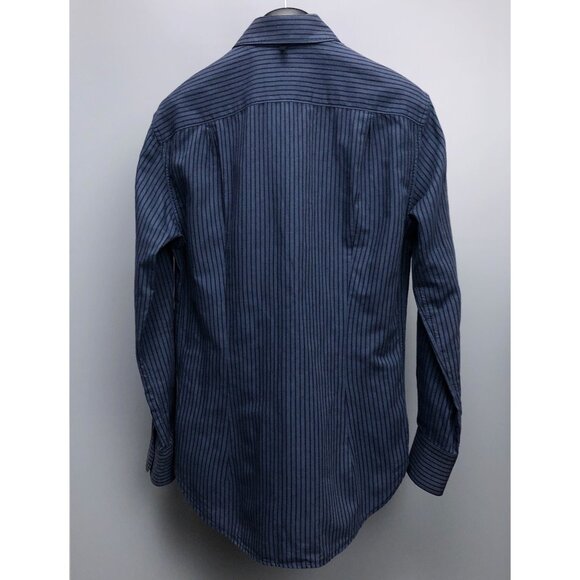 Rag & Bone Cotton/Linen Grey Blue Casual Dress Shirt with Stripes - Picture 3 of 9